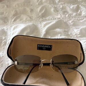 CHANEL Brown Rimless Glasses